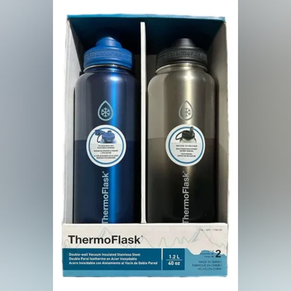 ThermoFlask Insulated Water Bottle Set Of 2, 40oz